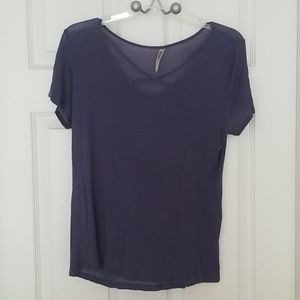 Blue casual shirt with criss cross detail